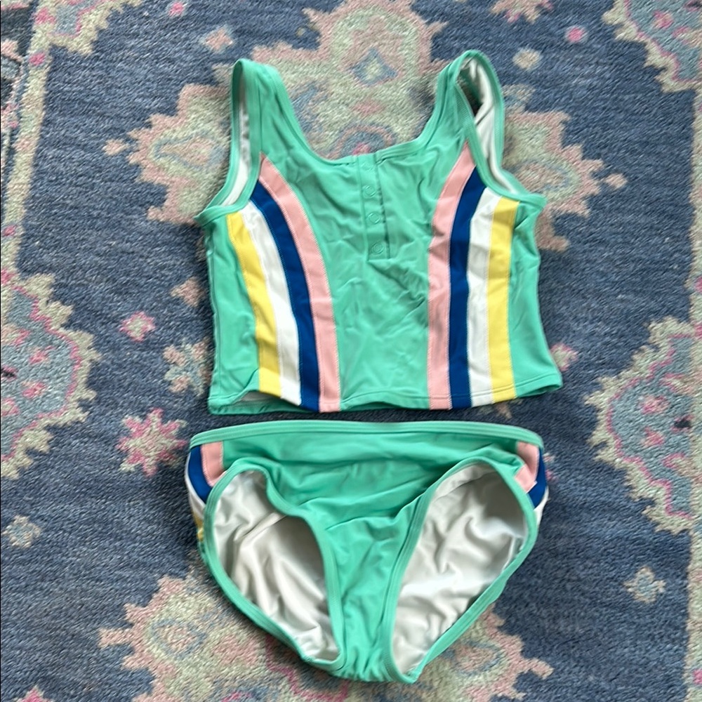 Colorful Striped Girls 12 Two-Piece Swimsuit